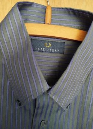 Изысканная мужская рубашка в полоску с длинными рукавами от fred perry,7 фото