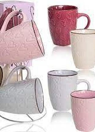 Набір чашок dots 350 мл 4 шт. на металевій стійці (st-021-04-10) (021-04-10)