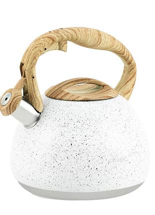 Чайник зі свистком 3 л. edenberg eb-8801 білий (eb-8801)
