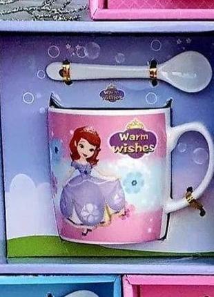 Чашка дитяча з ложкою 200мл софія розов.фон нк-156 (нк-156)