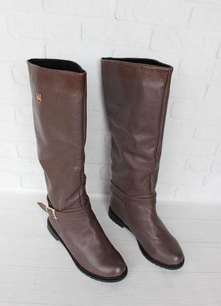 Зимние кожаные сапоги, сапожки, трубы 36 размера цвета капучино