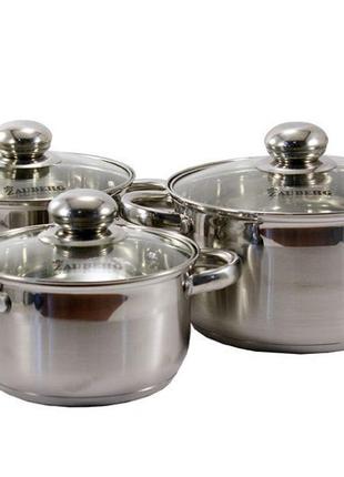 Набор кастрюль zauberg 3пр. (zb1,9/2,6/3,6) 1,9л 2,6л 3,6л