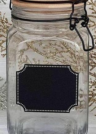 Ємність для сипучих продуктів з бамбуковою кришкою, дошкою для написів st 800мл висота 13см (7088-1)