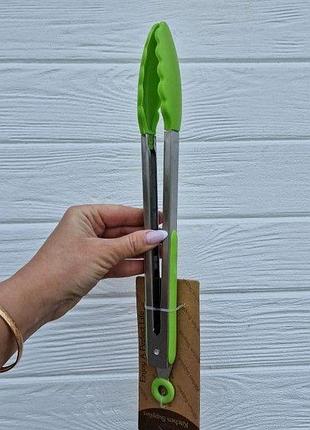 Щипці 30 см кухонні силіконові frico 072 зелені (fru-072)