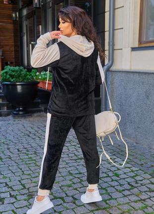 Велюровый спортивный костюм женский на змейке прогулочный с капюшоном2 фото