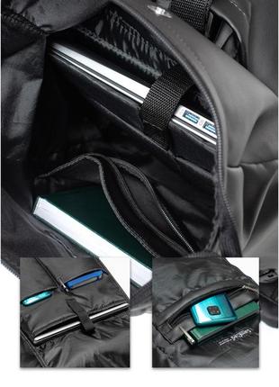 Рюкзак вместительный ролл roll с анатомической спинкой для ноутбука цвет черный с синим и желтым.10 фото