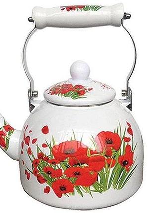 Чайник емальований з керамічною ручкою 2л маковий букет 41 l (41 l )