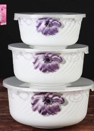 Набор салатников 3пр фиалка hdw 3b 61008 / s