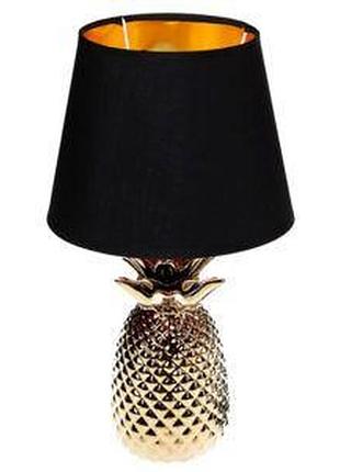 Лампа настольная ананас с керамическим фундаментом и тканевым абажуром, цвет золотой + графит 20 * 36.5 см