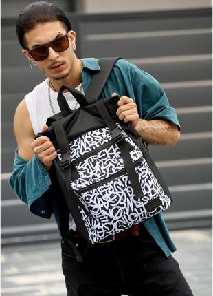 Рюкзак вмісткий ролл roll з анатомічною спинкою для ноутбука колір чорний з принтом графіті.3 фото