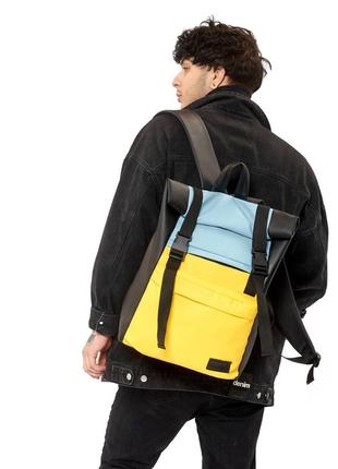 Рюкзак вместительный ролл roll с анатомической спинкой для ноутбука цвет синий с желтым.3 фото