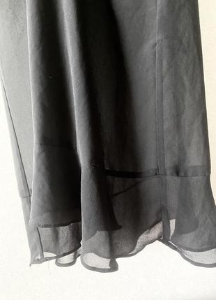 Черное длинное шифоновое платье в пол с рюшами нарядное летнее вечернее м л7 фото