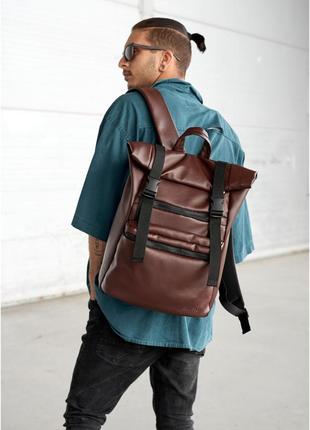 Рюкзак вмісткий ролл roll з анатомічною спинкою для ноутбука колір коричневий .2 фото