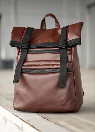 Рюкзак вмісткий ролл roll з анатомічною спинкою для ноутбука колір коричневий .6 фото