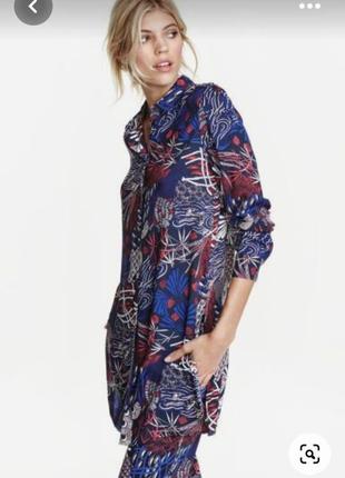 Удлиненная вискозная рубашка с принтом