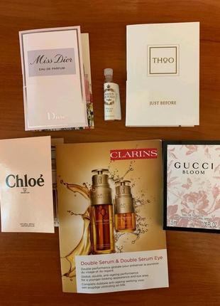 Лот пробник оригинал франция chloe miss dior gucci bloom thqo clarins