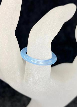 Кольцо из натурального камня агат голубой h-3мм 16-18 р-р