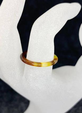 Кольцо из натурального камня агат коричневый h-2мм 16-18 р-р