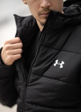 Зимний удлиненный пуховик under armour андер армор черный теплый до -30 градусов куртка на зиму4 фото