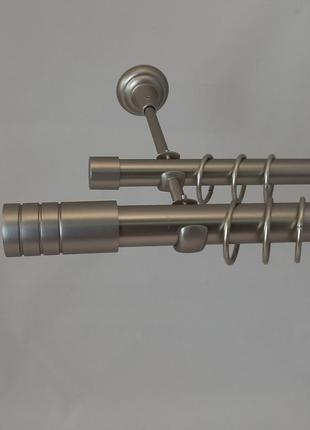 Карниз для штор orvit модуло металевий дворядний гладка труба кільце металеве сатин 19\19 мм 160 см