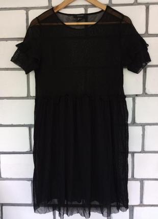 Чорна сукня туніка сіточка2 фото