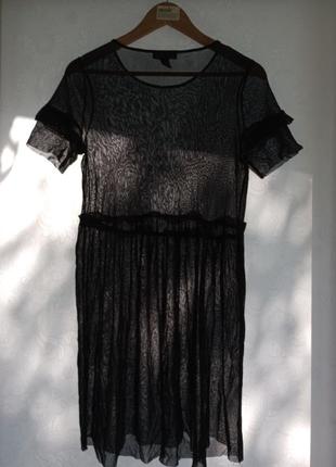 Чорна сукня туніка сіточка4 фото