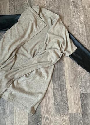 Кардиган кофта с экокожей свободного кроя3 фото