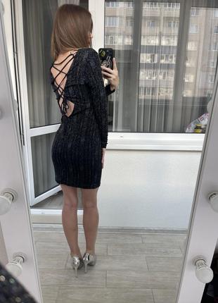 Міні сукня блискітки зі шнурівкою ззаду ✨2 фото