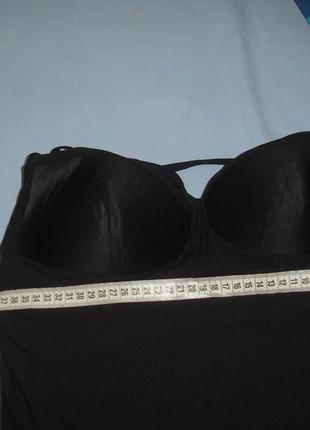 Купальник сдельный черный с утяжкой размер 48 / 14 сплошной платье оборка5 фото