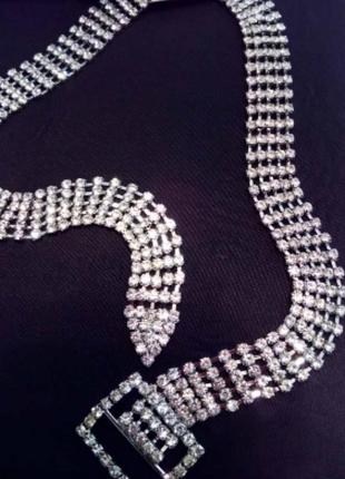 Чокер поясок колье ожерелье вечернее серебро5 фото