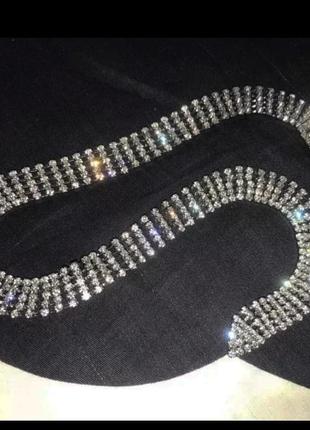 Чокер поясок колье ожерелье вечернее серебро3 фото