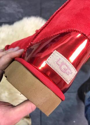 Женские зимние высокие сапоги/уги/угги красные ugg classic leather red, жіночі угі2 фото