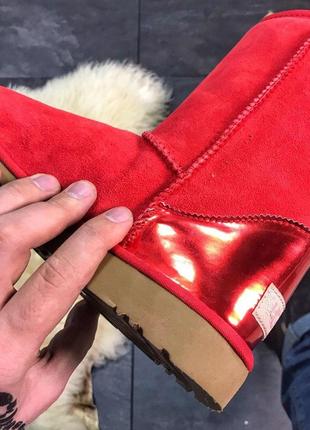 Женские зимние высокие сапоги/уги/угги красные ugg classic leather red, жіночі угі9 фото