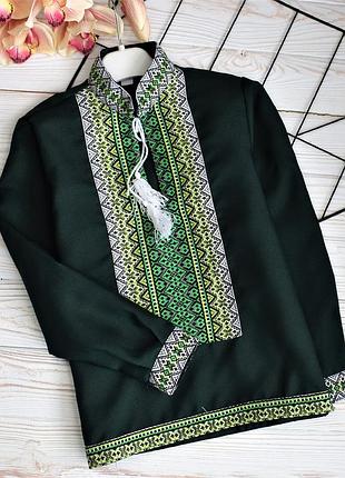 Вишиванка на хлопчика"зелена-зелений орнамент"