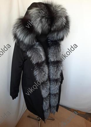 Жіноча зимова куртка парка з натуральним хутром чорнобурки з 42 по 58 р5 фото