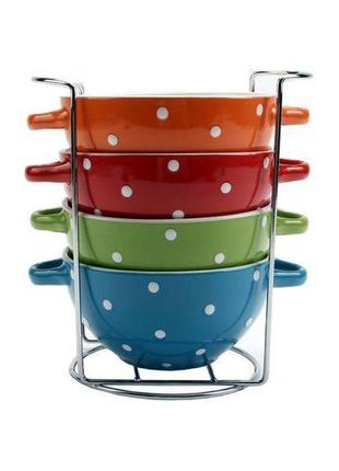 Набор пиал 4шт х 440 мл на подст. горох mix под.уп kw105 ms