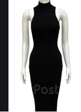 Классическое черное платье миди, в рубчик, бренд h$m, bangladesh3 фото