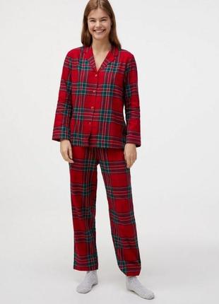 Трикотажная пижама в клетку пижама на пуговицах красная пижама туречка