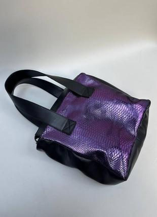 Эксклюзивная сумка шоппер из итальянской кожи и замши женская3 фото