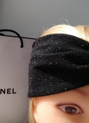 Чалма, повязка на голову, стильная, тренд, черная повязка, на голову, блестящая, идея подарок1 фото
