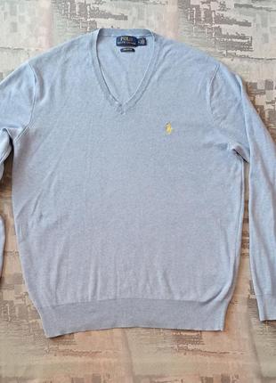 Polo  ralph lauren джемпер/светр pima з бавовни з v-подібним вирізом8 фото