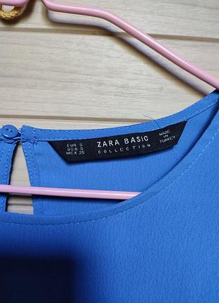 Синяя блуза рубашка клёш рукав zara basic ☘️ размер s/наш 40р 4