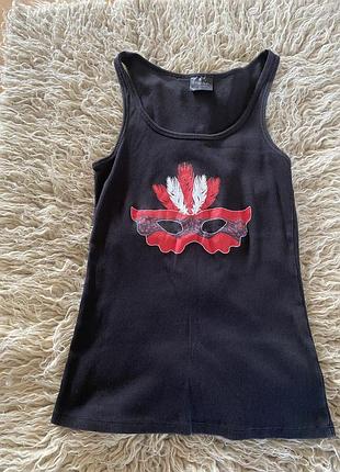 Брендова чорна бавовняна майка в рубчик fifty shades of grey. оригінал