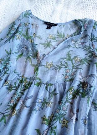 Прозрачная блуза в цветочный принт с широкими рукавами размер s6 фото