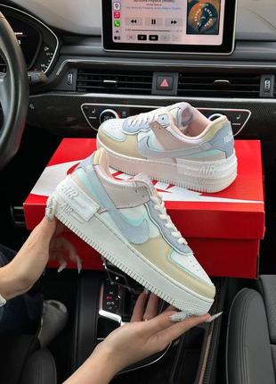 Код в1735 женские кроссовки nike air force 1 shadow бело желтые с розовым