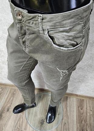 Зауженные рваные брюки мужские petra baggy italy jeans