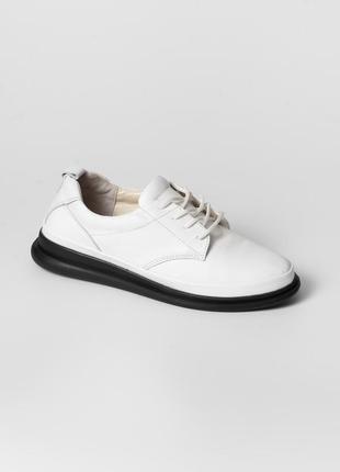 Белые кожаные туфли на шнуровке 36 размера3 фото