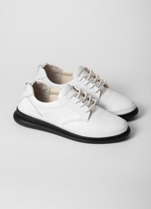 Белые кожаные туфли на шнуровке 36 размера5 фото