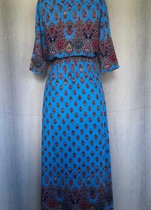 Женское длинное яркое натуральное вискозное платье под вышиванку 100% штапель вискоза. фотосессия2 фото