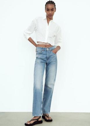 Прямые джинсы с высокой посадкой от zara, 40р, оригинал